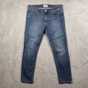 Women's Paige Medium Wash Skyline Ankle Peg Blue Jeans Size 30 Mid Rise